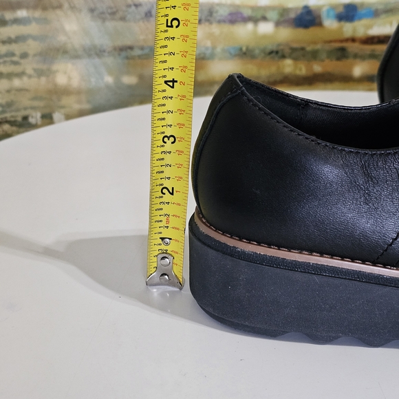 Clarks SHARON RAE Lace Up Black Leather Wedge Comfort Oxford Shoes Women's 9.5 - Picture 10 of 16